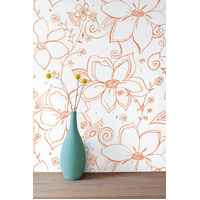 LINEWORK FLORAL PEEL AND STICK WALLPAPER