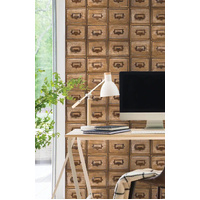 LIBRARY CARD CATALOG PEEL AND STICK WALLPAPER