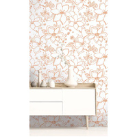 LINEWORK FLORAL PEEL AND STICK WALLPAPER