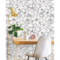 LINEWORK FLORAL PEEL AND STICK WALLPAPER
