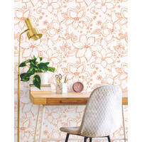 LINEWORK FLORAL PEEL AND STICK WALLPAPER