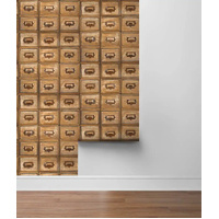 LIBRARY CARD CATALOG PEEL AND STICK WALLPAPER