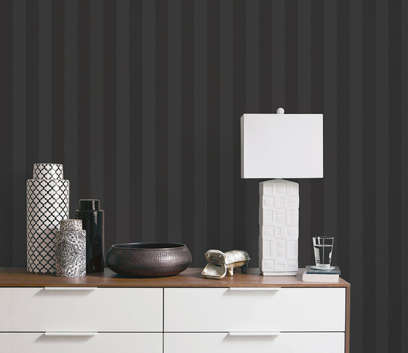 black wallpaper on feature wall