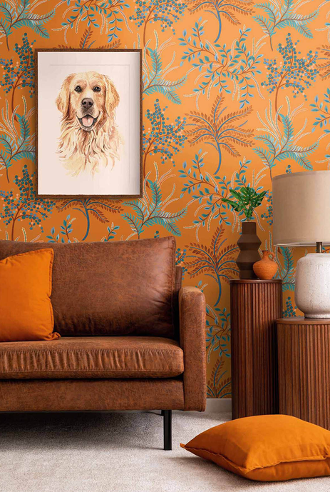 botanical orange wallpaper for victorian homes