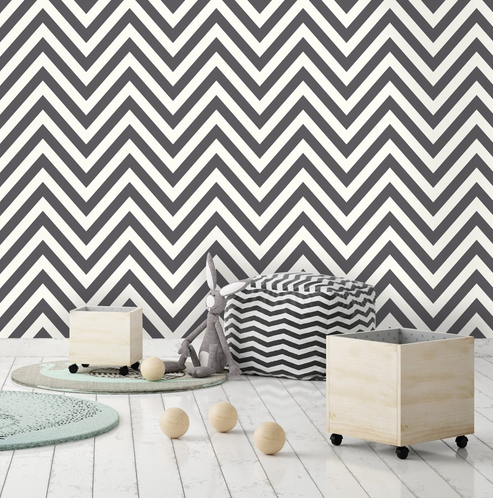 bold black and white chevron wallpaper for melbourne home