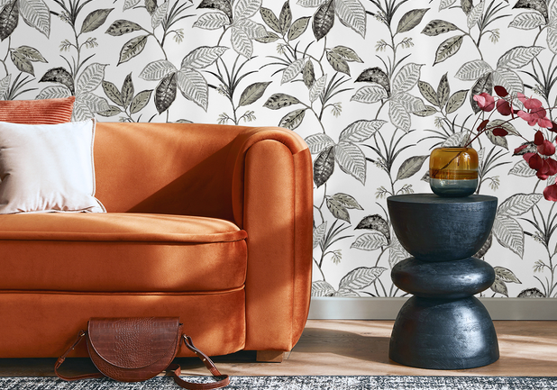 black and white botanical peel and stick wallpaper