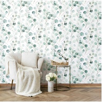 Blue Green Leaves Peel and Stick Wallpaper
