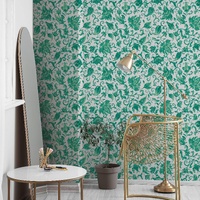 Modern Leaves and Flowers Wallpaper
